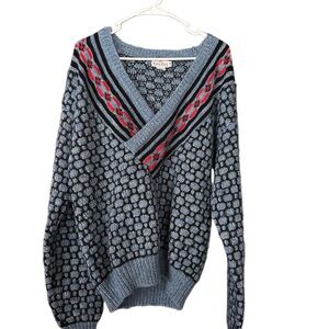 Vintage Neiman Marcus Blue Patterned Sweater Mohair